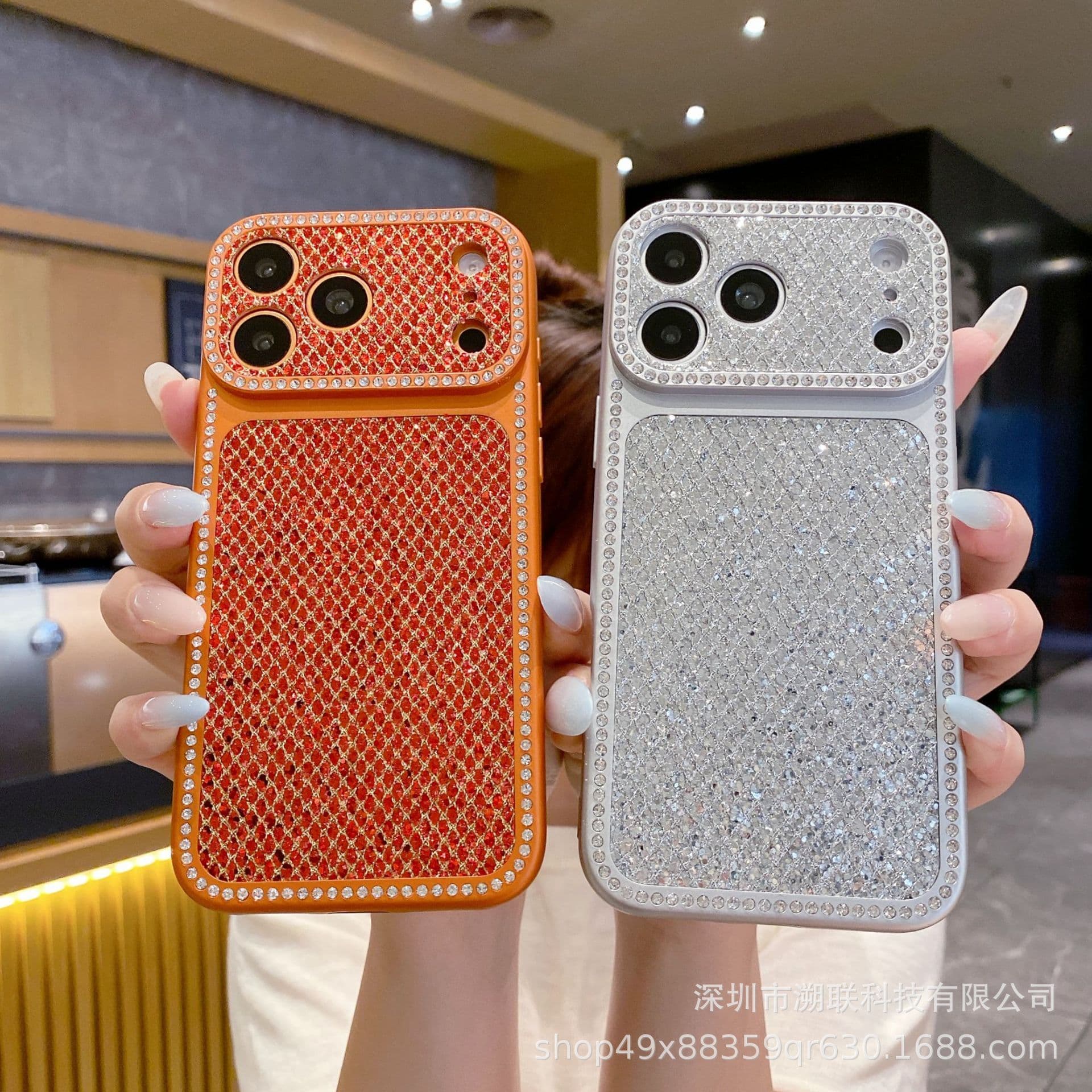 Ins-style diamond glitter phone case for iPhone 17 Pro Max, instantly compatible with Apple 16 Pro, cross-border protective cover