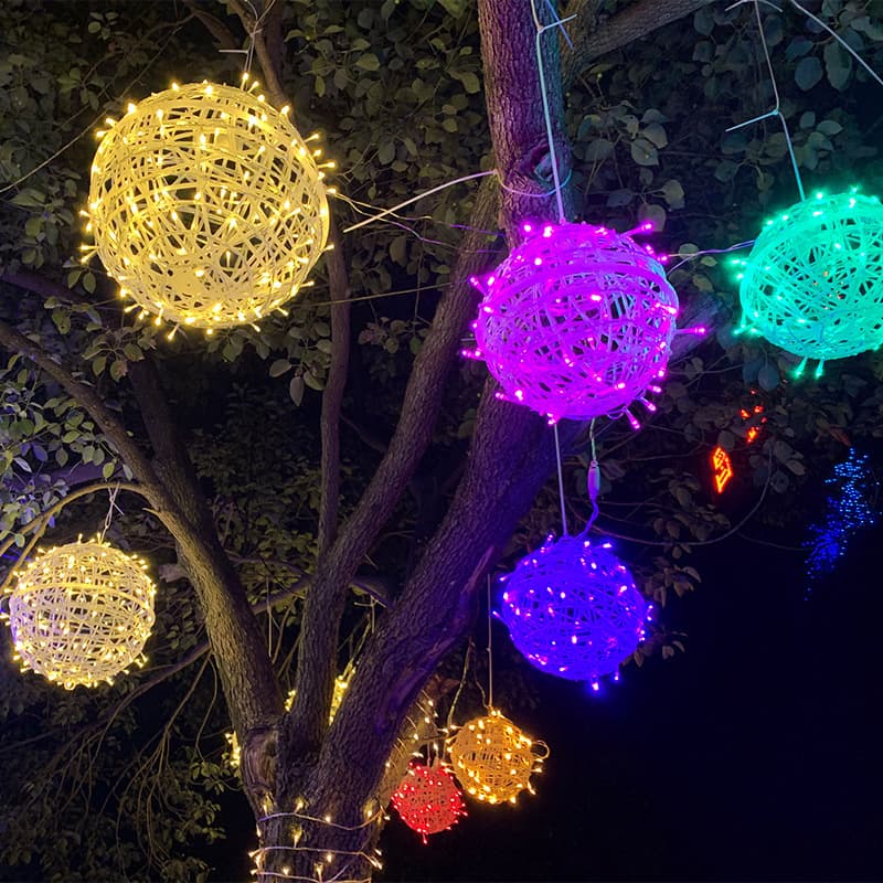LED Rattan Ball String Lights, Rattan LED Starry Sky Solar Outdoor Park Hanging Tree Street Landscape Decorative Lights