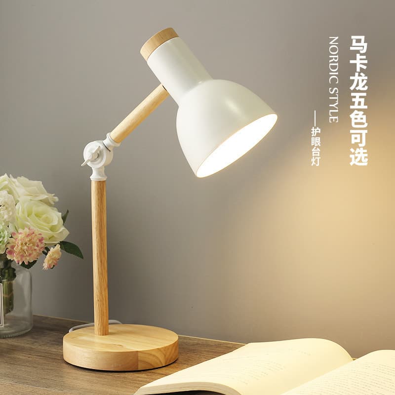 National AA Grade Eye-Care Desk Lamp for Dormitory, Bedroom, Study Desk, Minimalist Macaron Wood Desk Lamp