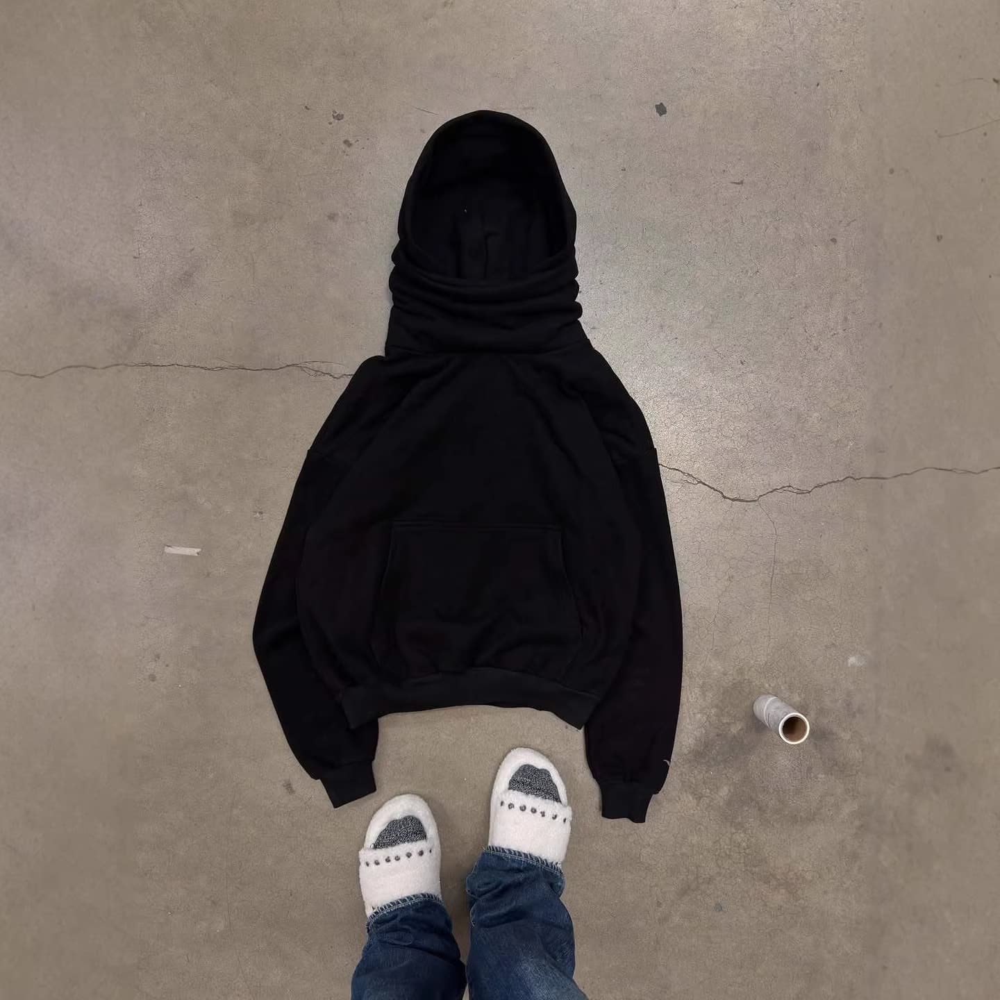 Trendy New Ins Style Solid Color Minimalist High Neck Face Covering Loose Pullover Hoodie Y2K Clothing Sweatshirt