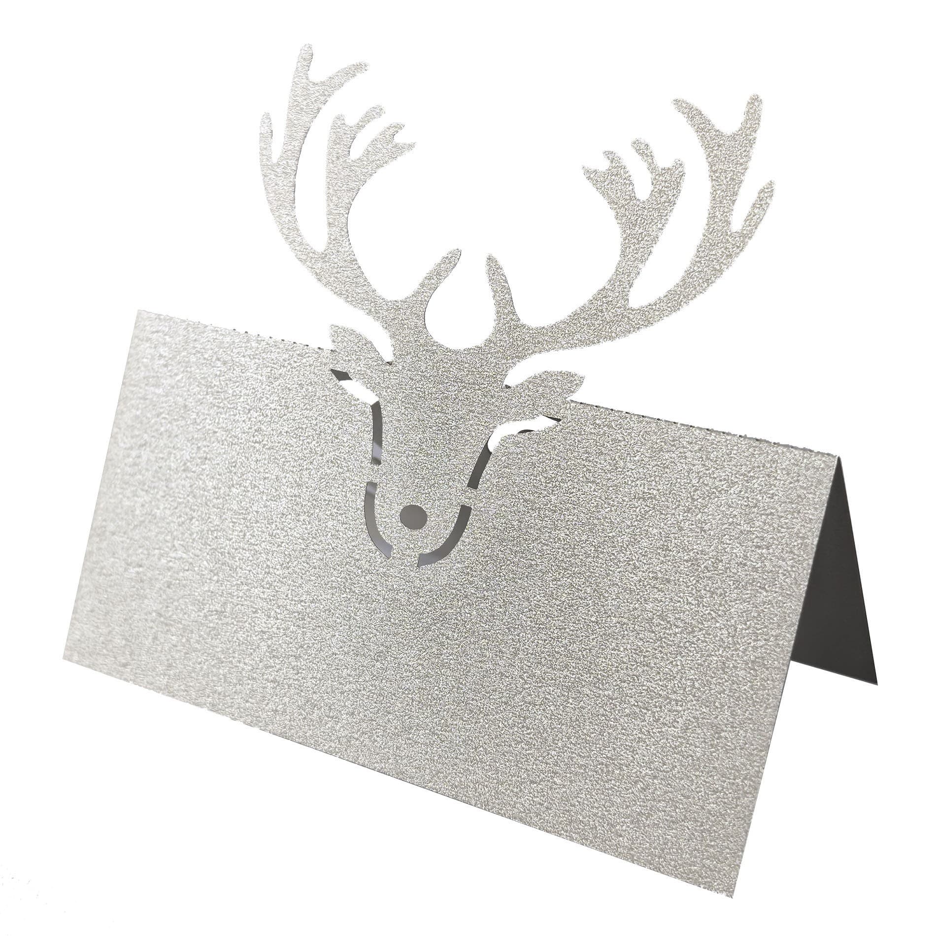 Christmas Deer Laser-cut Place Card, Wedding Sign-in Table Silver Table Card, Kraft Paper Signature Card
