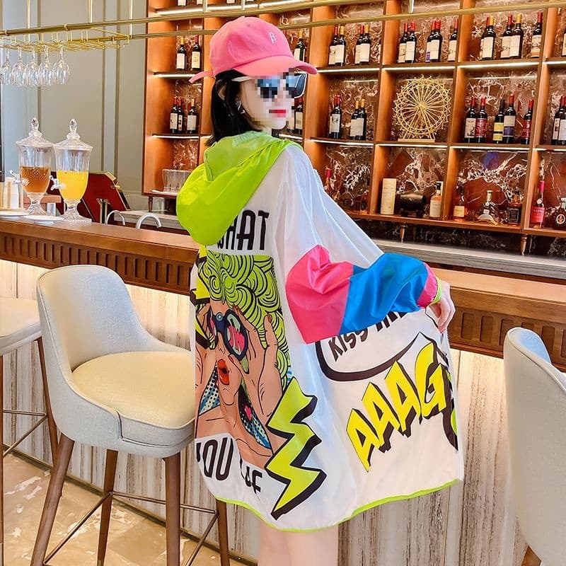 Women's Loose-fitting Mid-length Sun Protection Clothing, New Korean Style, Stylish for Travel and Photography, Suitable for Beach Wear