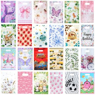 PE Return Gift Bag Kids Cartoon Birthday Theme Party Handbag Gift Bag Pearlescent Film Gift Bag Present Wrapping Bag