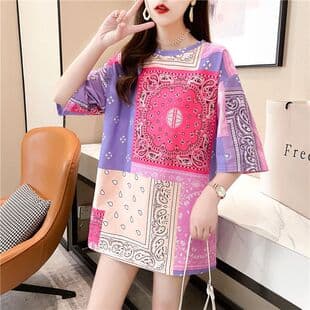 Wubixie Tie-Dye Women's Casual Base Layer T-Shirt, Korean Women's Clothing Source, Hong Kong Style Loose Fit Short Sleeve T-Shirt, Export Top