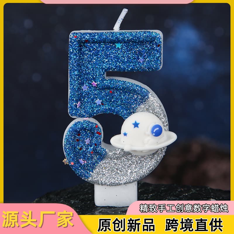 Cross-Border E-Commerce Amazon Spaceship Digital Birthday Candle Cake Party Decoration Birthday Candle Wholesale