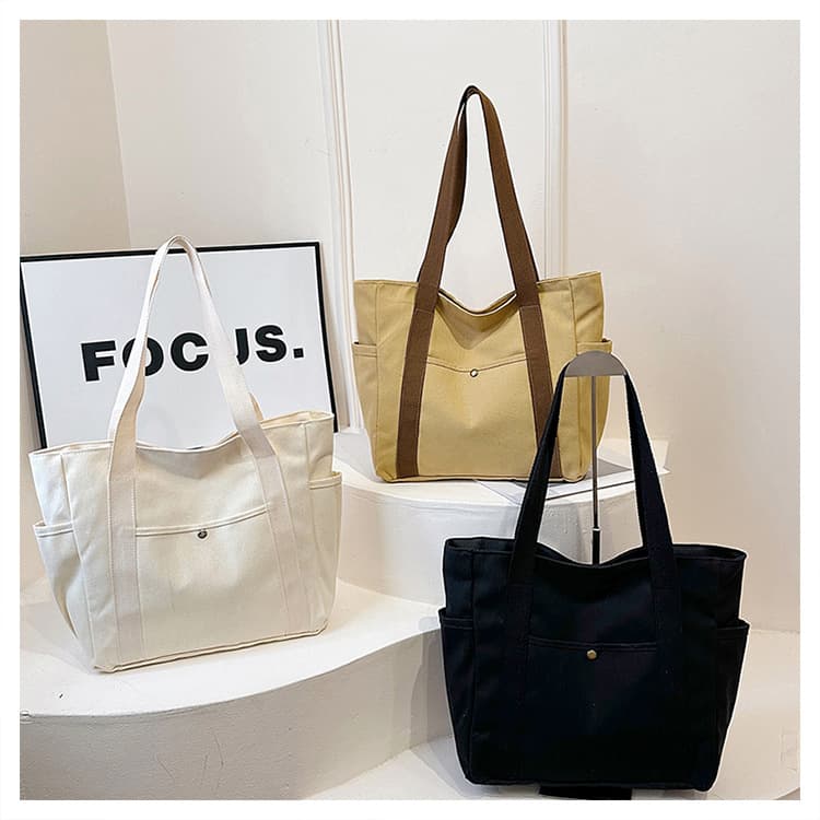 Large Capacity Canvas Tote Bag for Work and Outings, High-Aesthetic Commute Versatile Literary Student Book Shoulder Bag