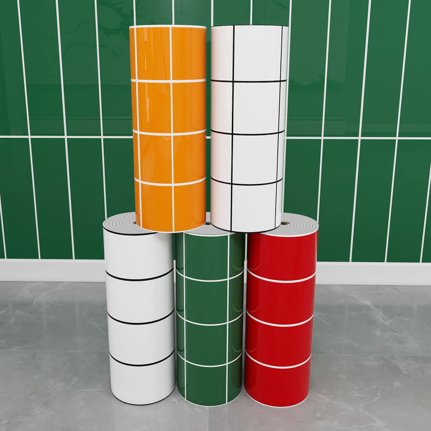 Imitation Tile Wallpaper Self-Adhesive Wall Sticker Bathroom Toilet Bedroom Wall Panel Waterproof Moisture-Proof Wall Sticker Wallpaper Grid