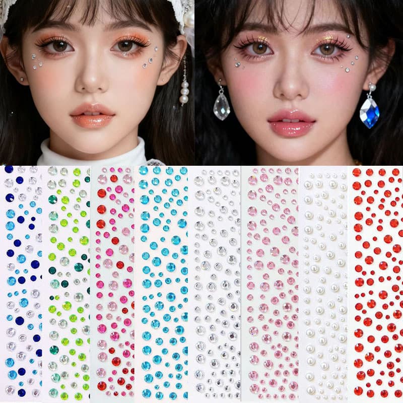 Concert Rhinestone Face Stickers Sparkle Makeup Stage Face Decals Facial Diamond Gems Cosmetic Look