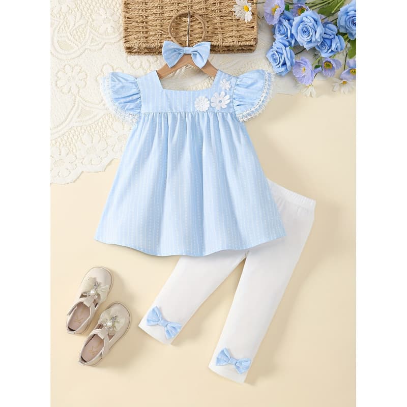 2026 New Cross-border Drop Shipping Girl's 3-Piece Set Polyester Cute Spring Summer Clothing
