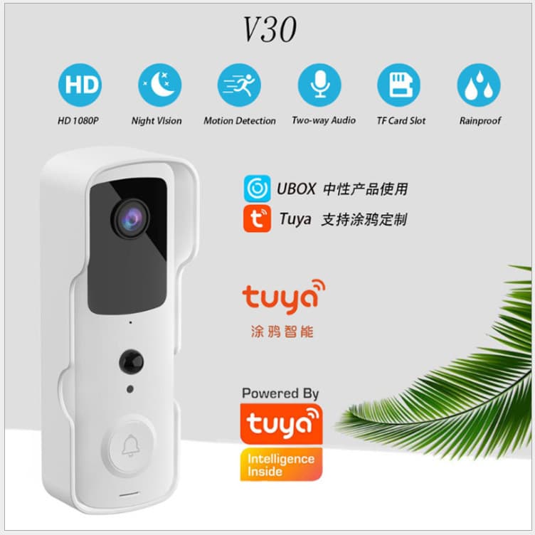 Tuya Smart Low-Power Wireless Video Doorbell Intercom Phone Monitoring WiFi Doorbell Tuya Waterproof Base