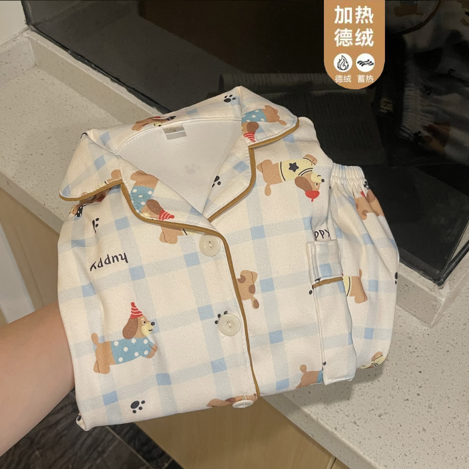 Girls Pajamas Set Autumn and Winter Thickened Heat Storage German Velvet 2025 New Girl Baby Cartoon Cardigan Home Clothes