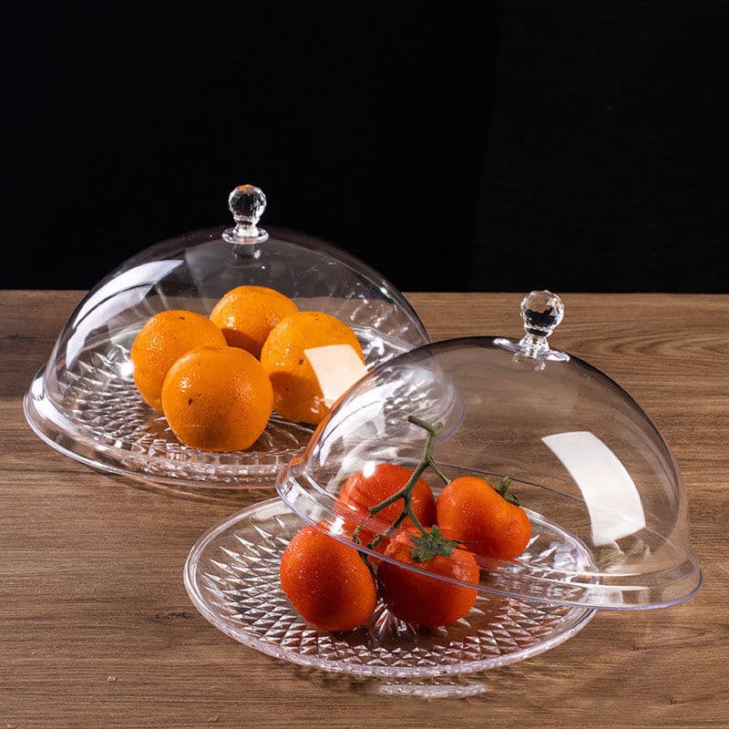 Transparent acrylic fruit plate with lid for home living room bread food dust cover snack internet celebrity tasting plate lid