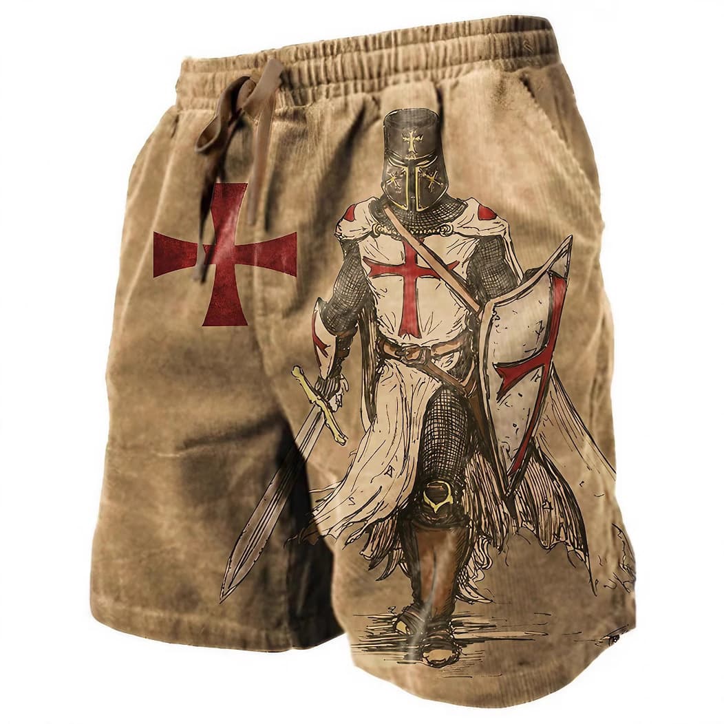 New summer men's shorts, 3D digital printing trendy shorts, fashionable and versatile knight casual shorts