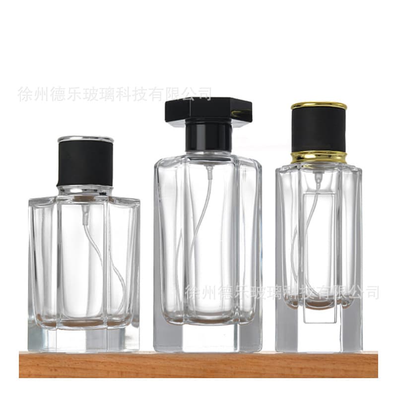 New 50ml perfume bottle thick bottom six-sided perfume packaging container bottle 100ml glass spray bottle perfume packaging