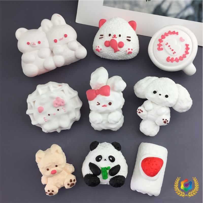 ⇖Cartoon series modeling bear, bunny, panda rice ball, pinch silicone mold, chocolate drip glue plaster decoration