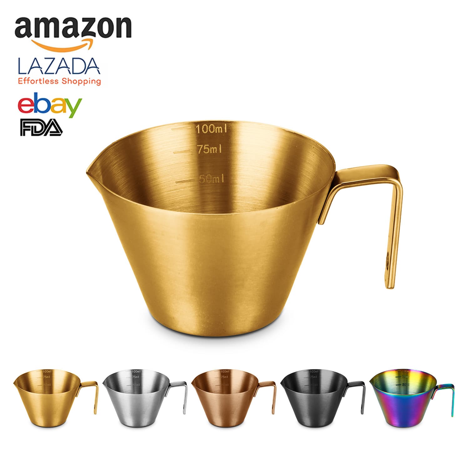 Modern Simplicity 304 Stainless Steel Coffee Extraction Cup with Scale Mini Milk Ounce Concentrated Coffee Measurement Cup