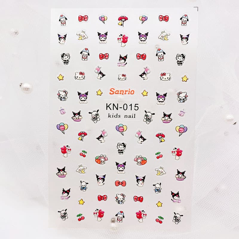 Children's Special 5D Embossed Cartoon Sanrio Ice and Snow Princess Nail Art Stickers Kolomi Meruti Nail Decal