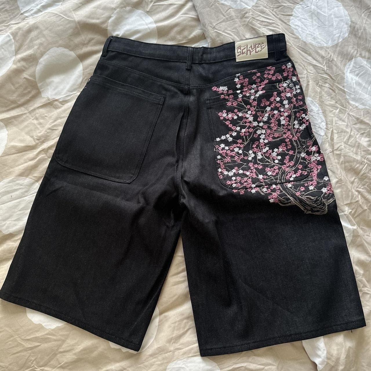 Cross-Border European and American Derschutze Retro Street Hip-Hop Cartoon Pattern Embroidered Denim Shorts Versatile Cross-Border