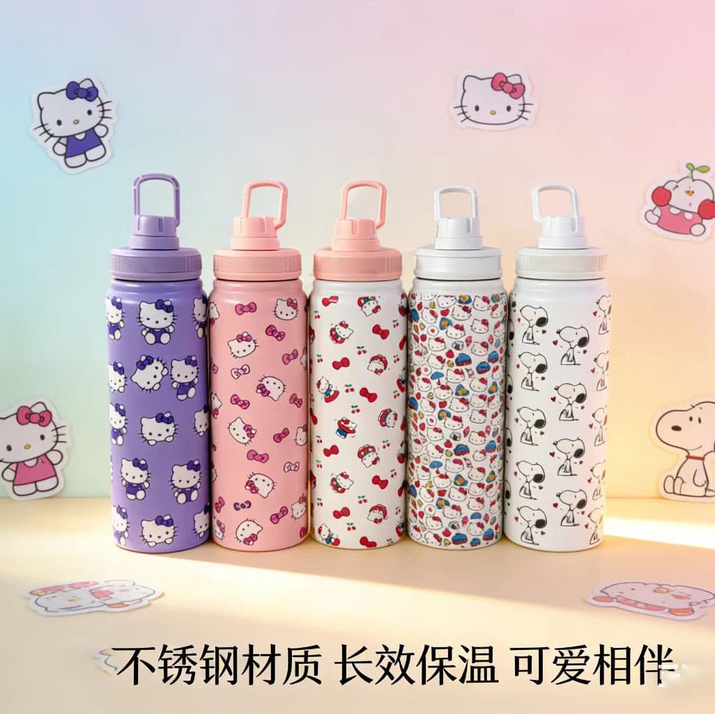 Cross-border Sanrio Insulated Cup Super Large Capacity 304 Stainless Steel Portable Tumbler High Aesthetic Portable Travel Water Bottle