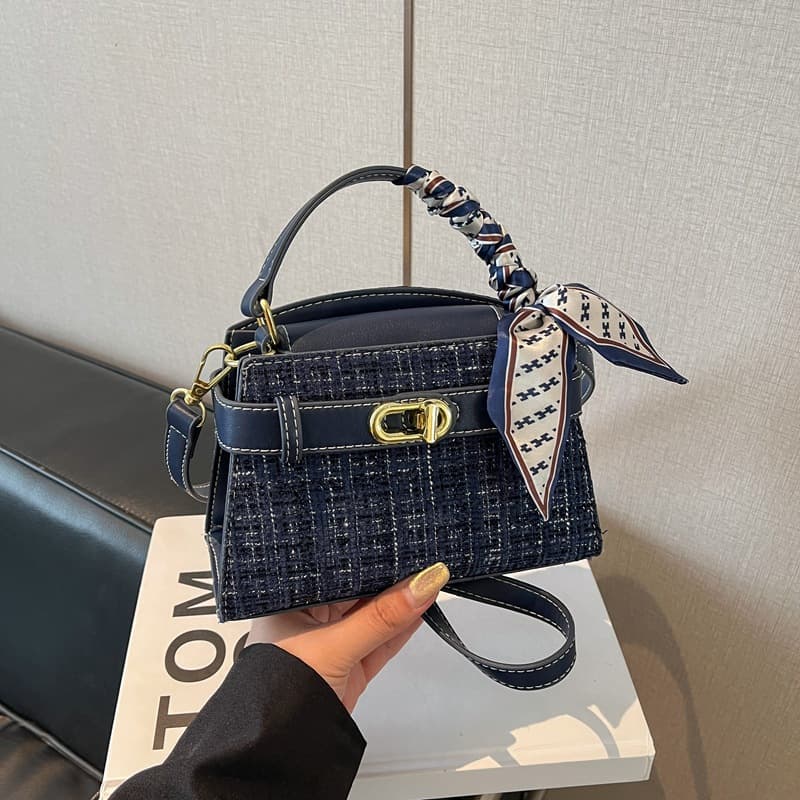 Exotic Crocodile Texture Kelly Handbag Premium Fashion Versatile Commute Shoulder Crossbody Bag with Ribbon Chic Tote