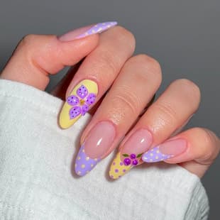 European American Cross-Border Nails 3D Gel Flower Polka Dot French Almond Press On Nails Wholesale