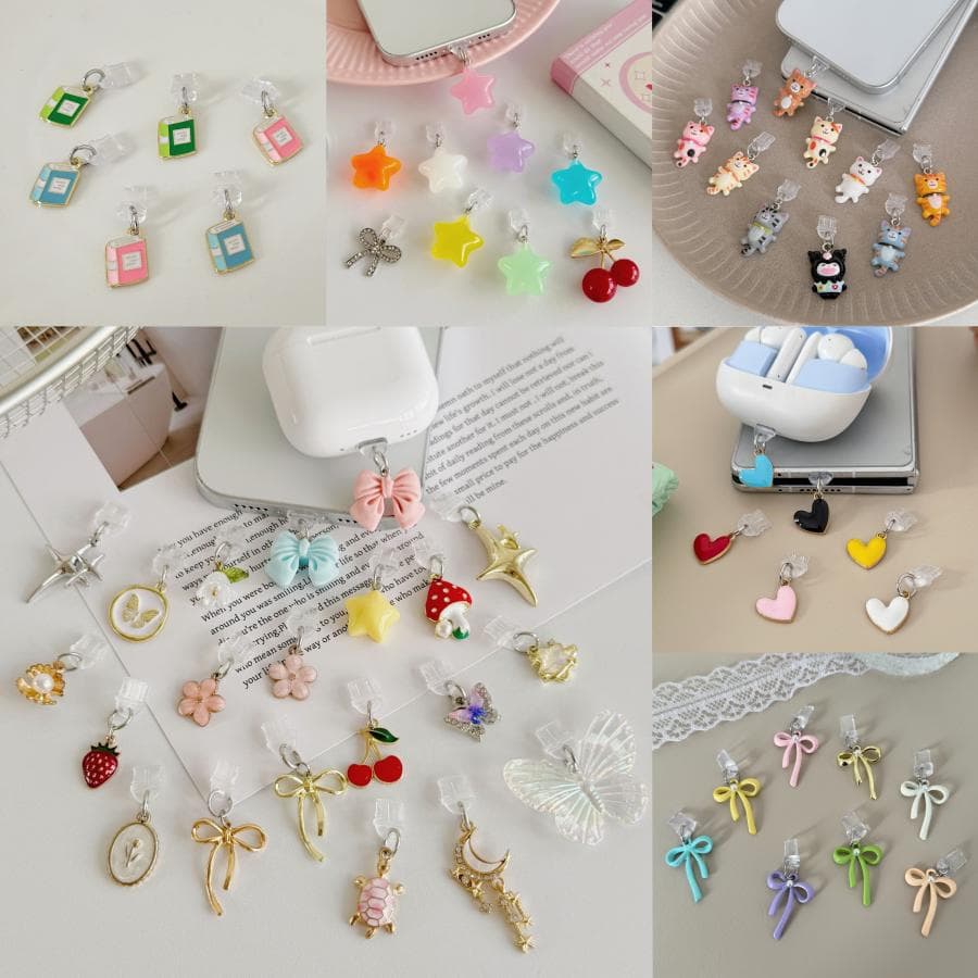 Moon and star dust plug pendant for Kindle, earphones, Type-C, Apple phone charging port dust plug