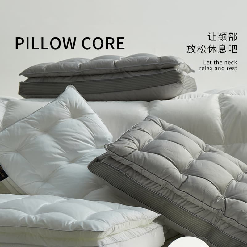 Cross-border Hotel Pillow for Adults, Soft Silk Two-in-One Dual-Layer Pillow Core with Down Alternative Fiber, Home Use Pillow