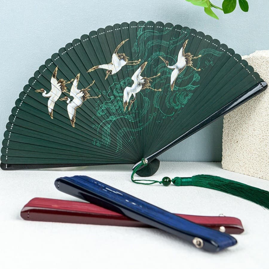 Siyitang Women's Jet Painting Craft Folding Fan Wheat Ear Chinese Style Gift Craft Full Bamboo Folding Fan Small Fan
