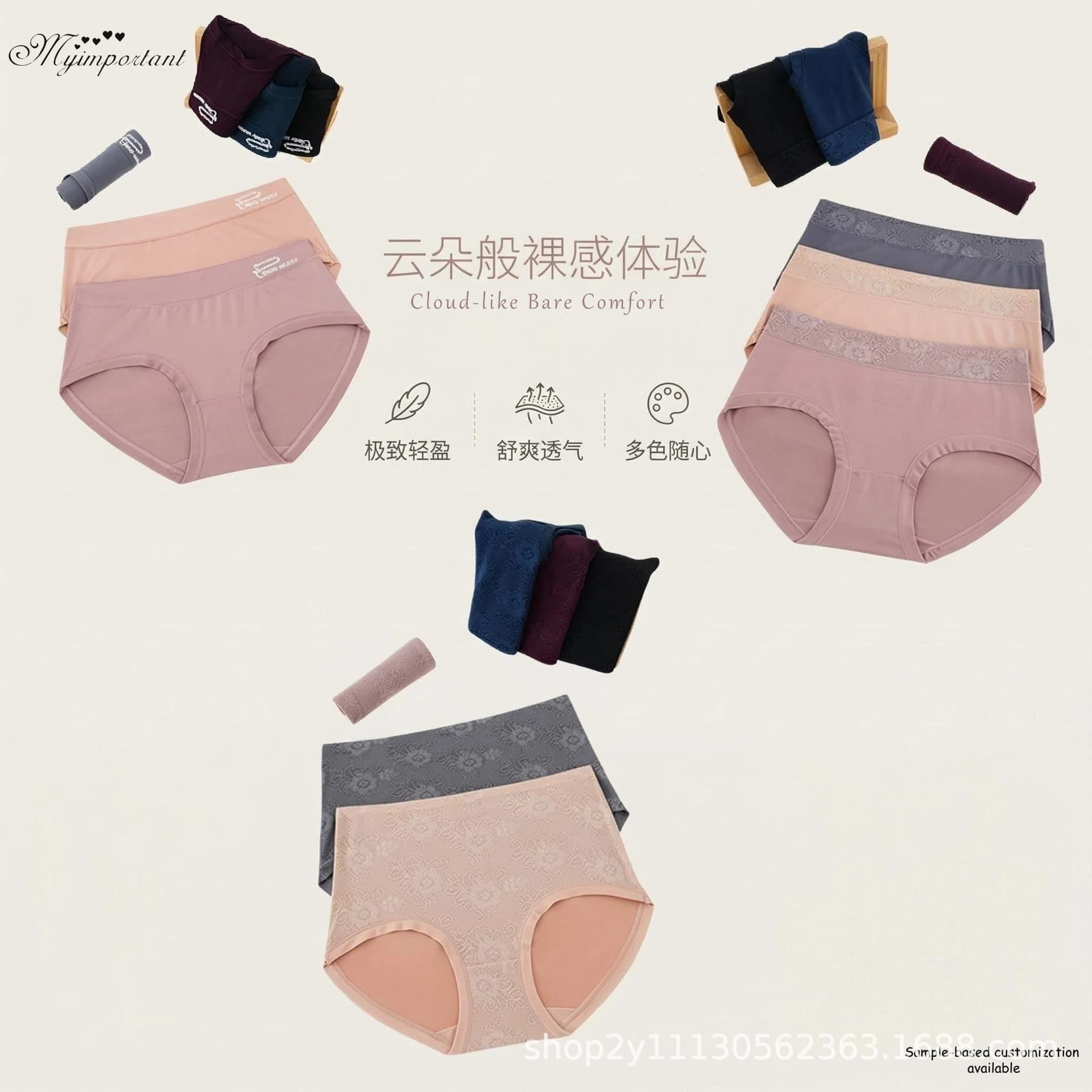 Cross-Border Women's Lace Jacquard Mid-Rise Briefs, Ladies' Panties, Southeast Asia Underwear