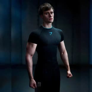 GYMSHARK / ONYX V1 Men's T-Shirt, Stretch Crew Neck Short Sleeve Tight Top for Sports Fitness Training