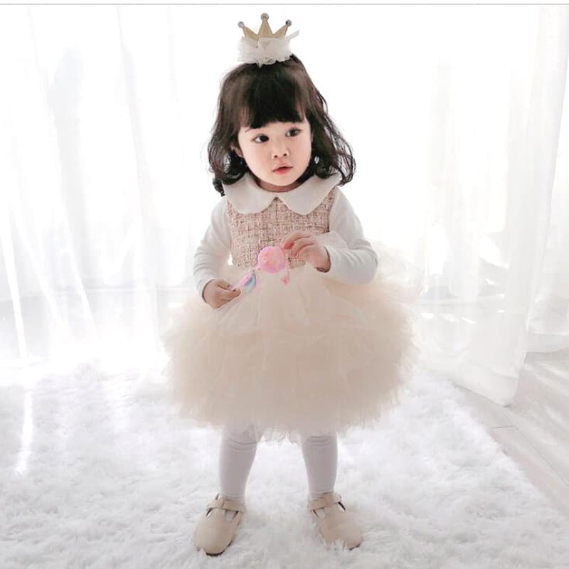 European and American round neck mesh baby girl birthday one-year-old dress skirt children tutu cake skirt girl princess dress