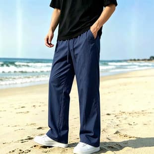 Linen Thin Casual Men's Pants Summer Cotton Linen Trousers Spring Autumn Straight Loose Wide Leg Pants Men