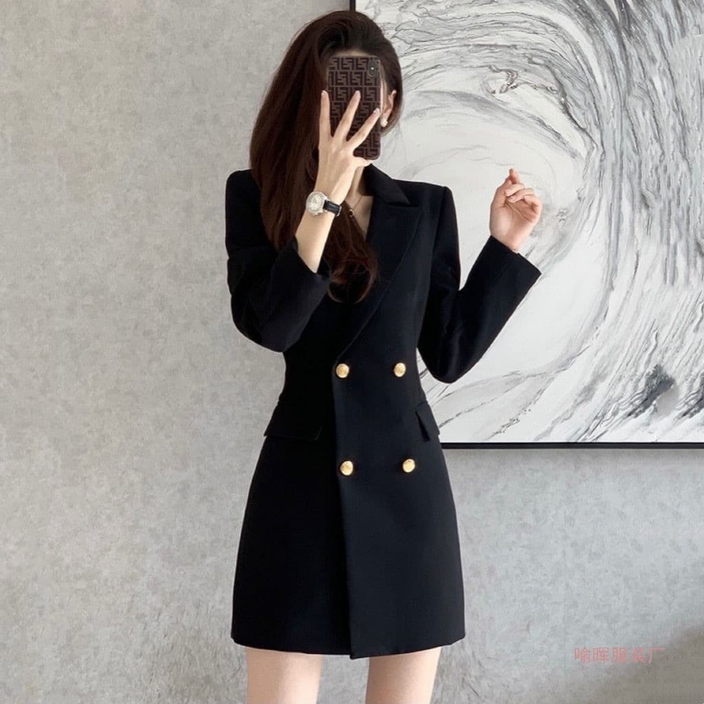 Blazer Dress for Women 2026 New Spring Autumn Korean Style Elegant Fashion Slim Fit Waist Petite Professional Midi Dress