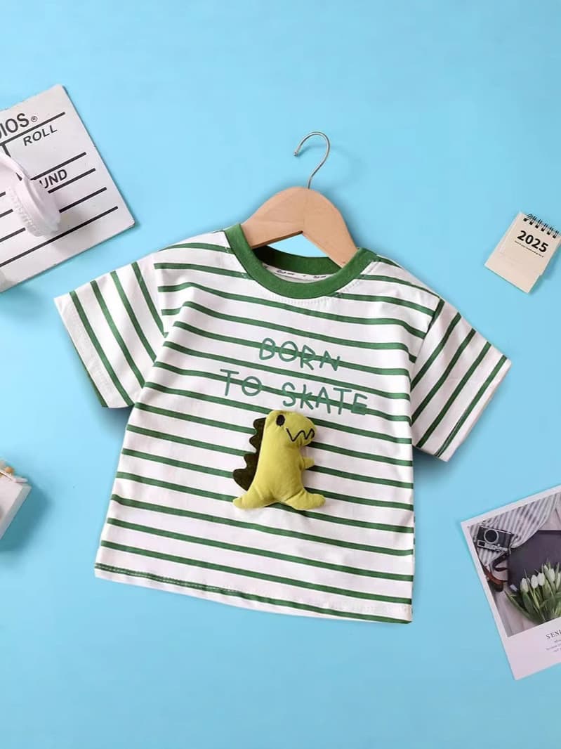 New Kids T-Shirt Bread Cartoon Dog 3D Plush Short Sleeve Cotton Boys Girls Summer Top