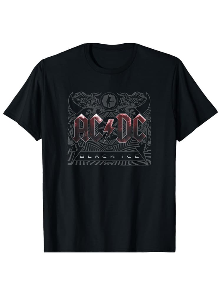 80s Hard Rock Summer New AC/DC Metal Band American Vintage Casual Loose Short Sleeve Cotton T-Shirt