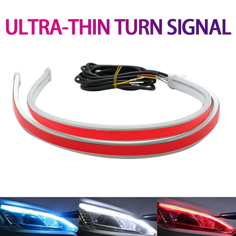 Factory Direct Dynamic High-Brightness Startup Flowing Scan Dual-Color Car LED Daytime Running Light Light Guide Strip LED Turn Signal