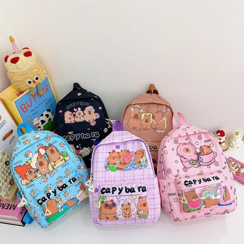 Trendy printed backpack, large capacity, stress-relieving backpack for kindergarten children aged 3-6, cute printed design.