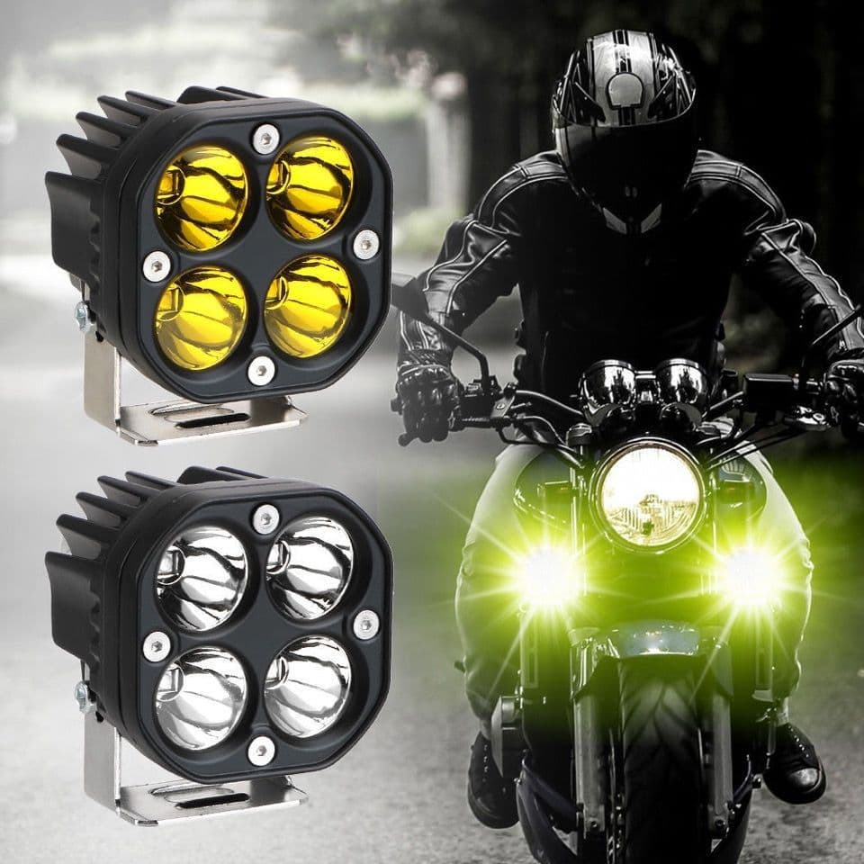 Motorcycle LED Spotlight External Light Bright Headlight Road Light Car White Light Yellow Light Fog Light Bumper Light