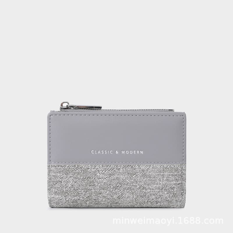 Denim Texture Patchwork Short Wallet