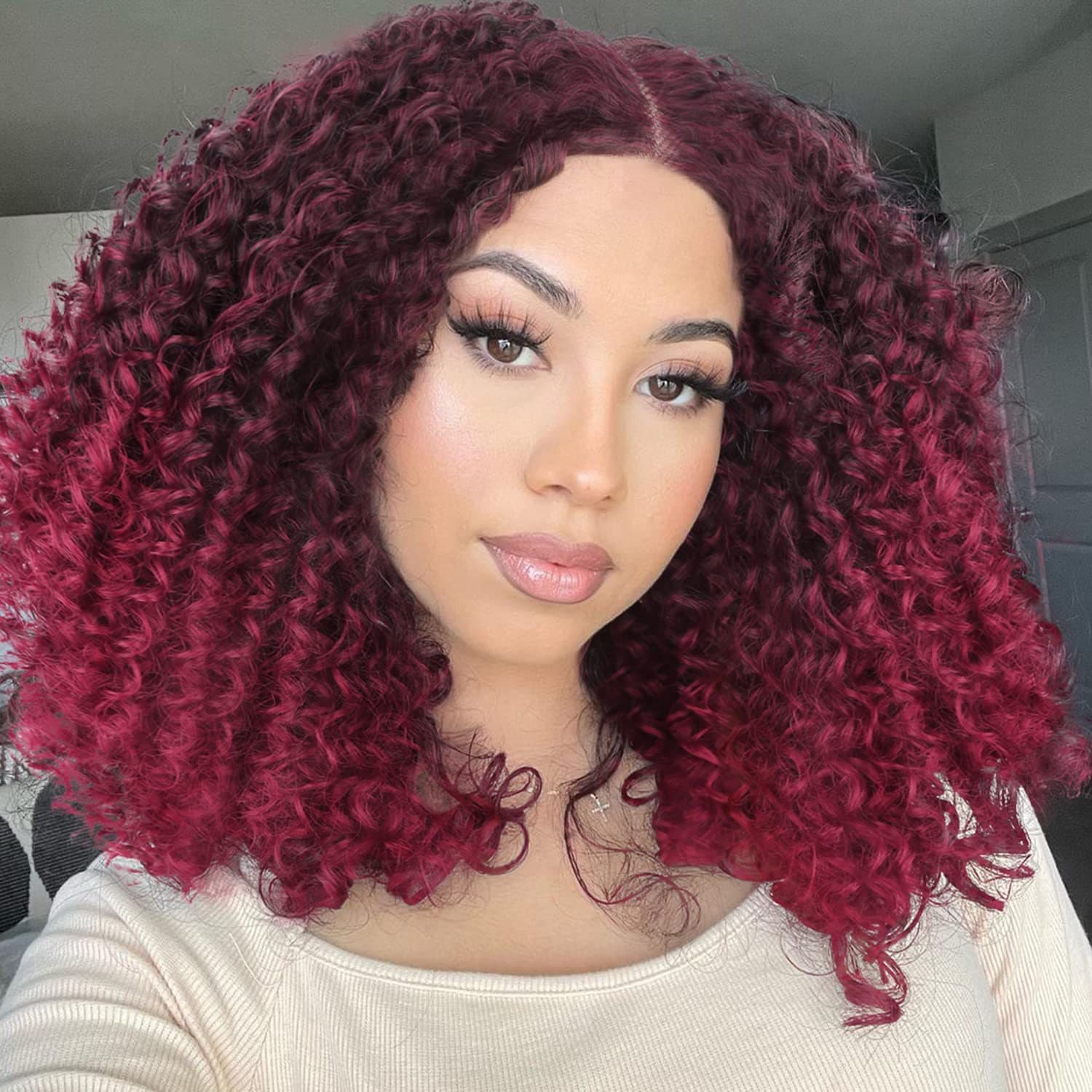 African wig for foreign trade, European and American women's gradient small curly medium-long synthetic hair cover, chemical fiber short curly hair wholesale