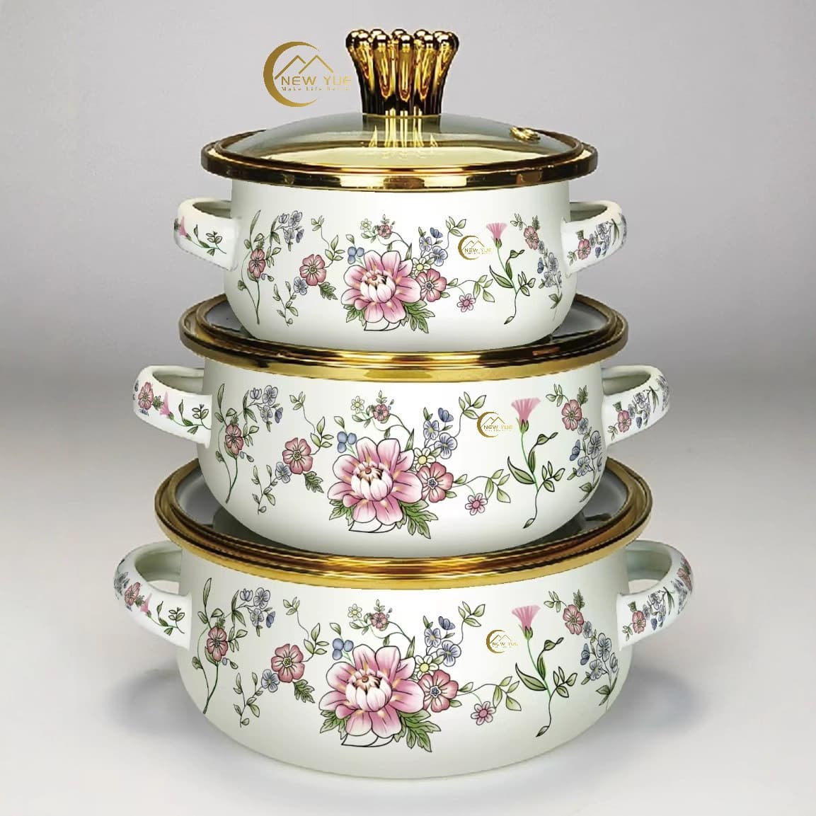 Export Cross-border Enamel 5-Piece Cookware Set with Premium Soup Pot and Enamel Double-handle Pot - Popular Worldwide