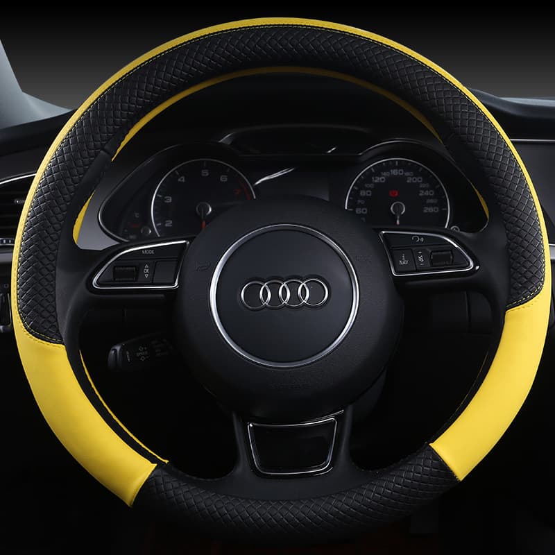 Auto supplies handlebar cover, fashionable splicing cartoon, steering wheel handlebar cover available for all seasons, multi-color leather steering wheel cover