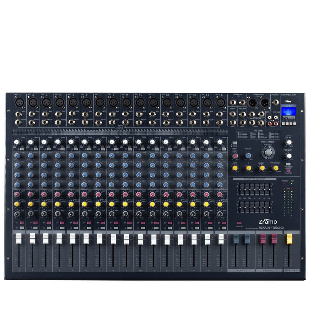 16-Channel Professional Mixing Console with Bluetooth USB Digital Mixer for Stage Performance DJ Audio Equipment