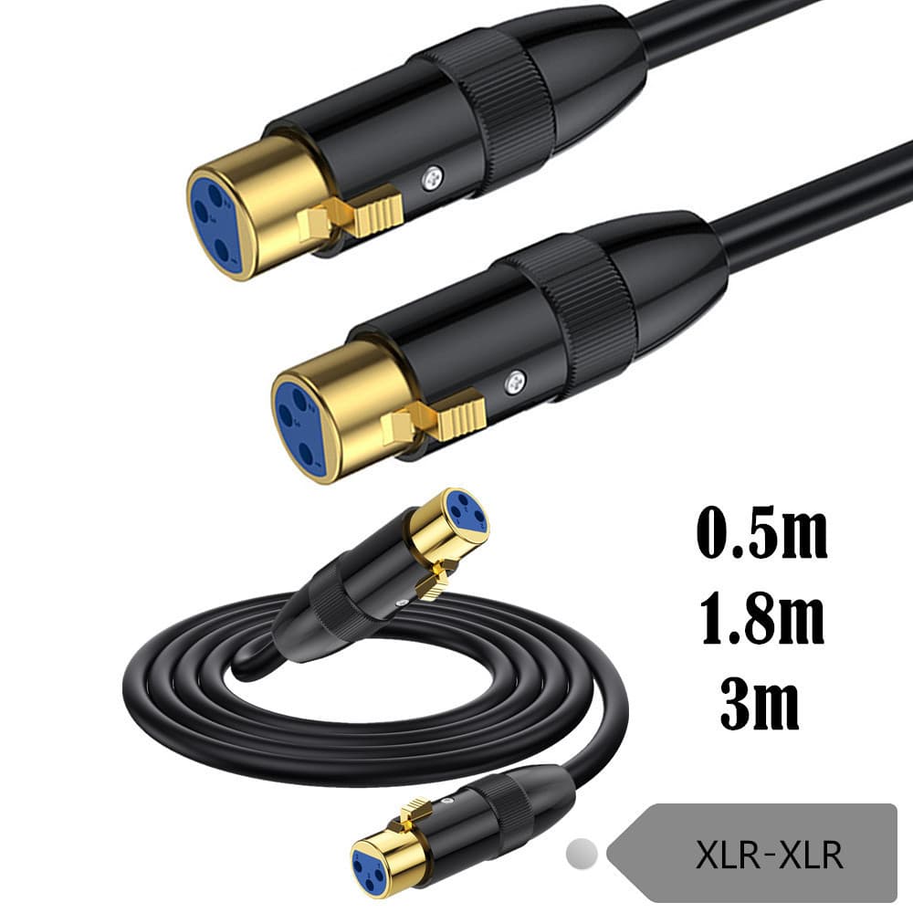 Gold-Plated Connector Metal Housing XLR Balanced 3-Pin Female to Female for Audio Microphone Mixer Amplifier Sound Console