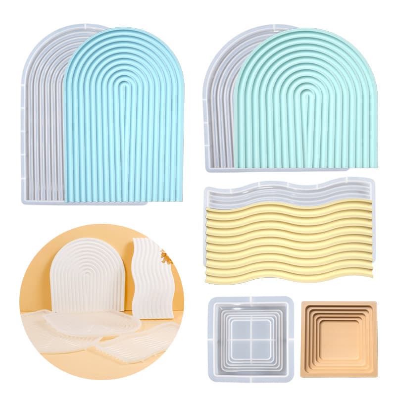 Arch U wave stripe tray silicone mold diy curved terraces plaster resin mold cement coaster table