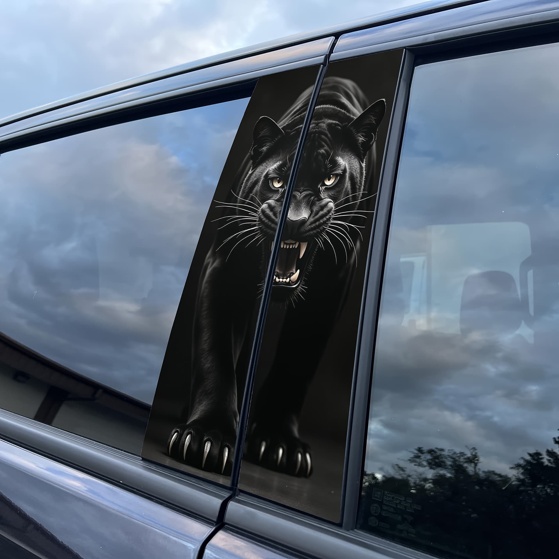 Cross-border TEMU Amazon Exclusive 2-Piece Panther Car Decals - Realistic B-Pillar Protective Stickers