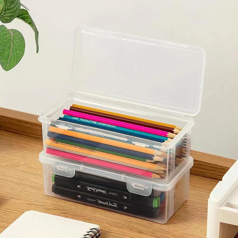Large Capacity Drawing Pencil Storage Box Transparent Plastic Crayon Case Children's Coloring Pencil Holder Sketching Pen Bag