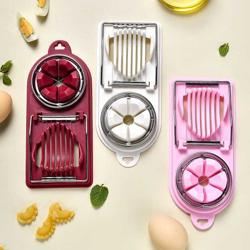 Plastic Japanese multifunctional egg slicer, egg slicing and dividing device, fancy split-cut pine egg