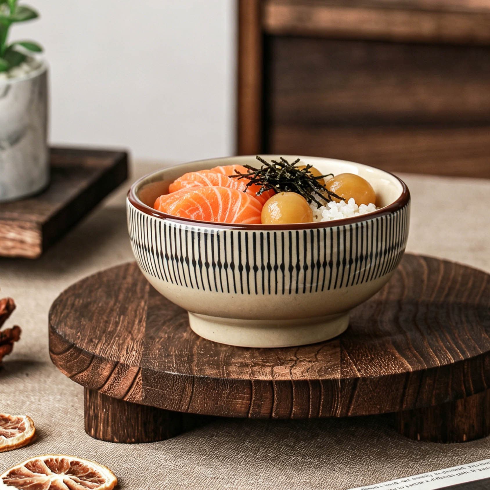 Blue Rain Ceramic Japanese Rice Bowl Household Underglaze Color Simple Line Rice Bowl Dining Chinese Bowl