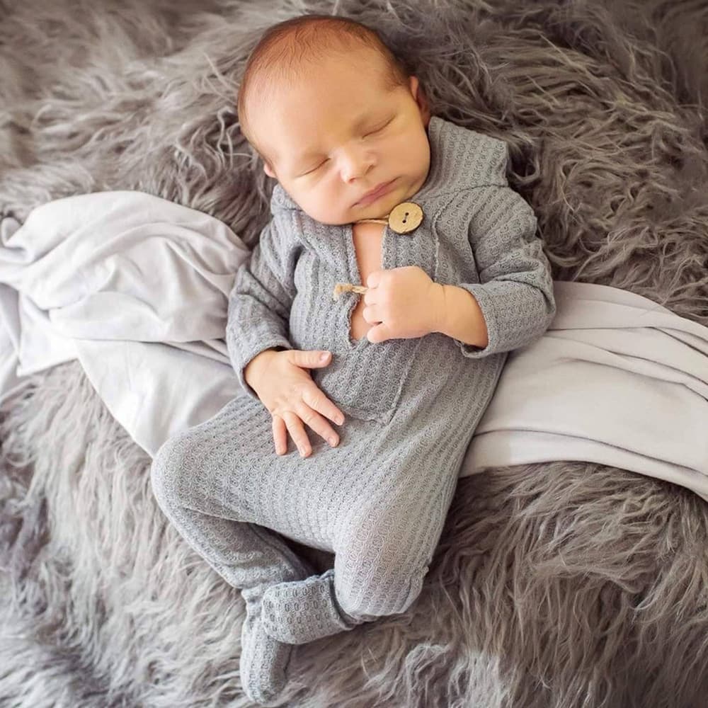 Newborn Photography Knit Hooded Outfit, European and American Style Newborn Knit Romper, Studio Photo Clothing
